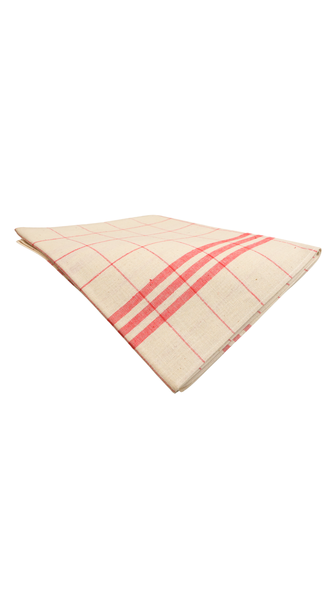 Antique French Red Check Linen Tea Towel