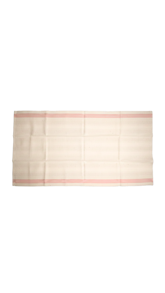 Antique French Red-Stripe Linen Torchon