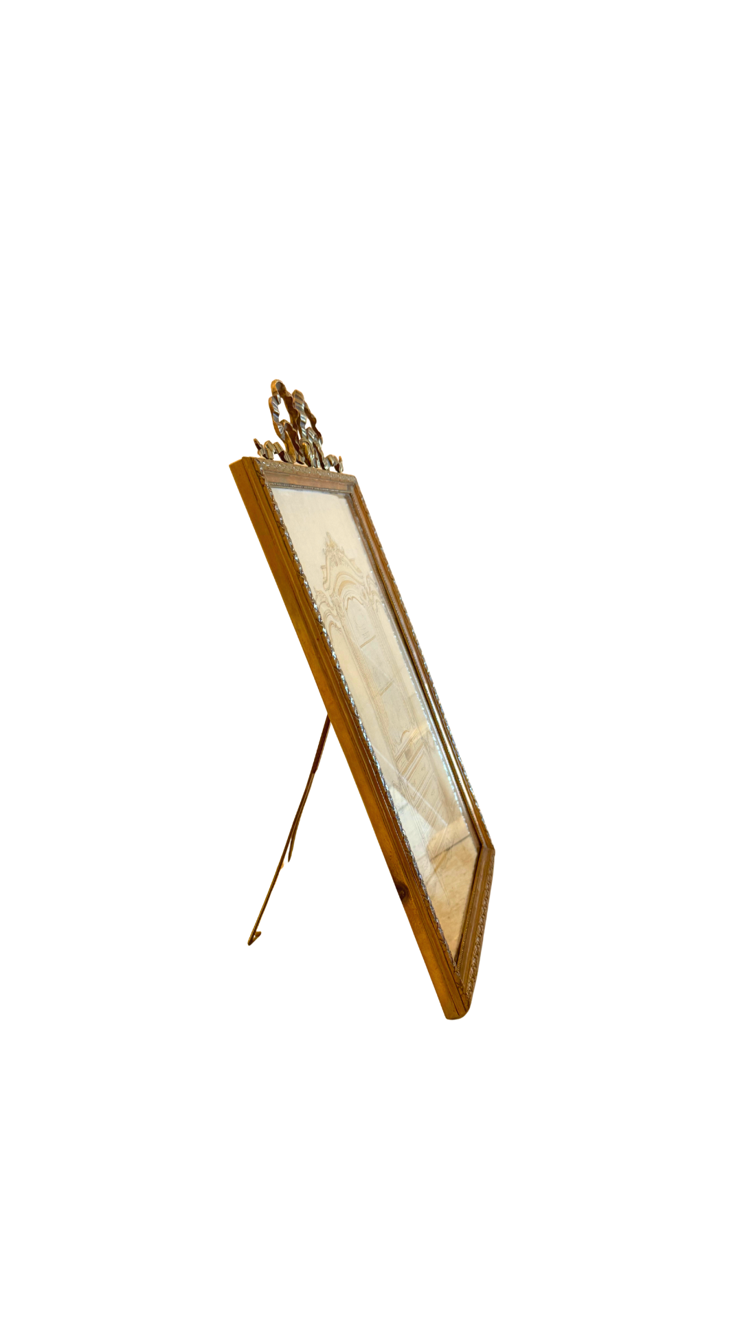 Large Watercolor & Pencil Cabinet Design in Bronze Gilt Frame