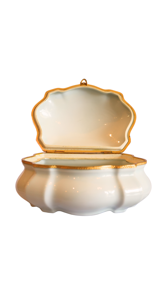 Limoges Porcelain Jewelry Box with Gilt Brass Mounts