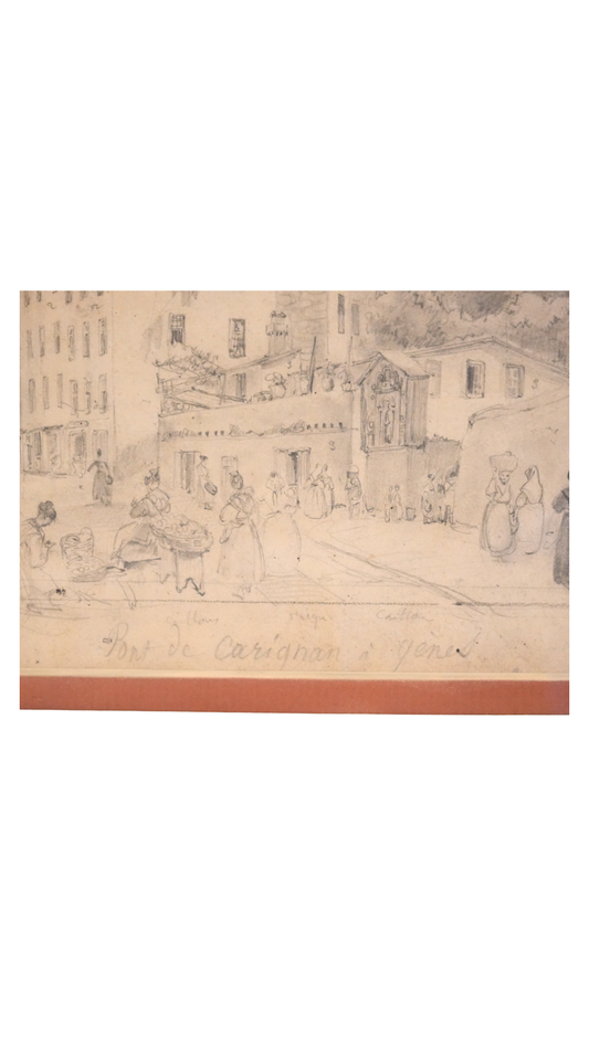 c. 1820 Théodore de Jolimont Drawing of the Pont de Carignan, Genoa