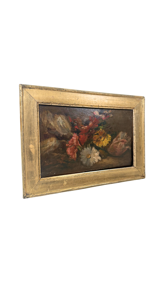 French Floral Still Life Oil Painting on Panel