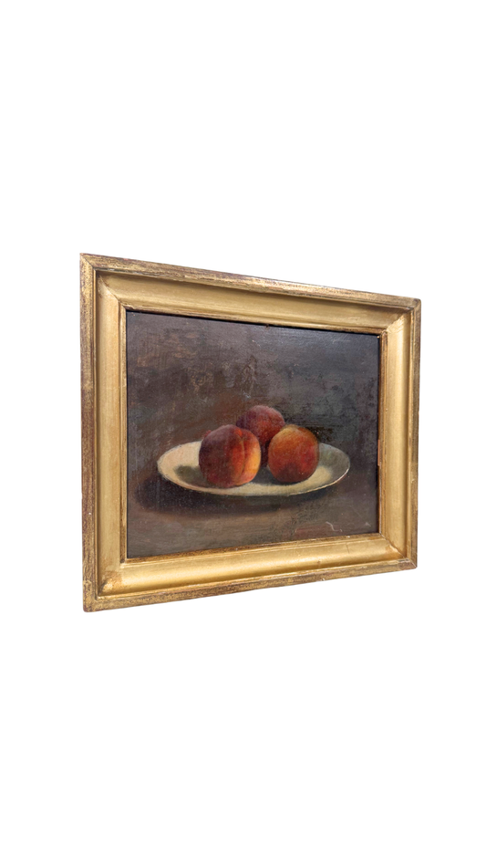 Still Life Oil Painting of Peaches on a Plate