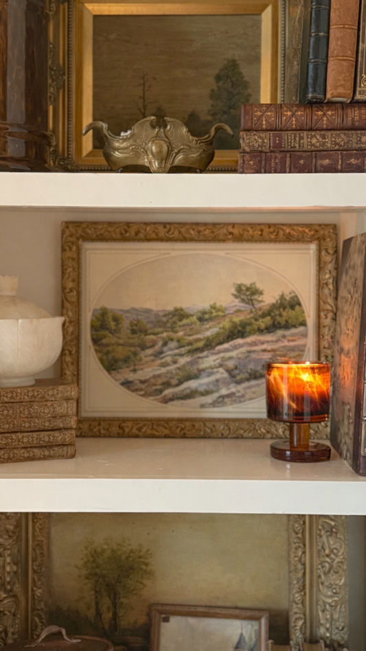 Framed Landscape Watercolor in Gilt Scroll Frame