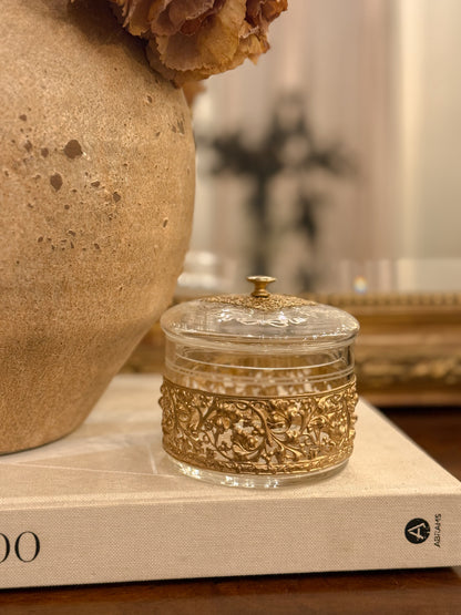 Gilt Filigree Covered Glass Bonbonnière
