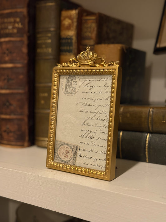 Picart Gilt Bronze Frame with Regal Crown Crest