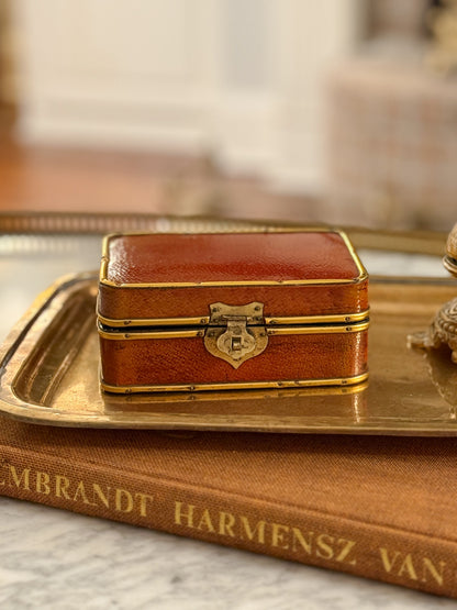 Vintage Leather Box with Brass Shield Clasp