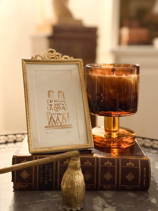 Antique French Frame with Watercolor