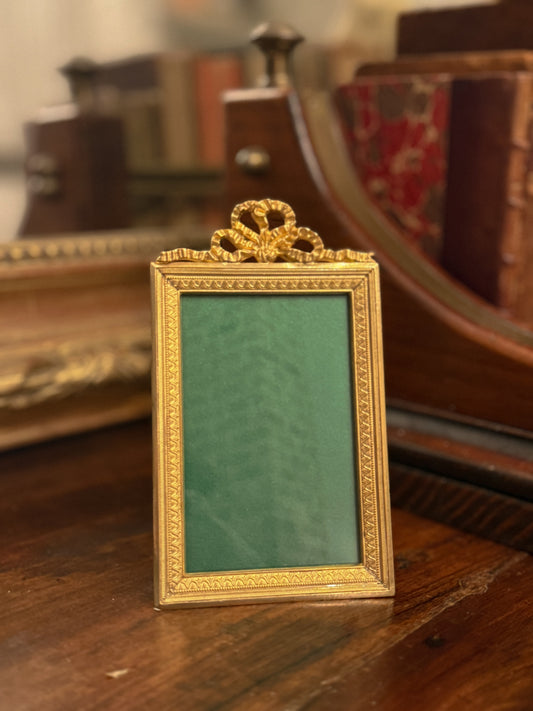Antique French Gilt Frame with Ribbon Crest