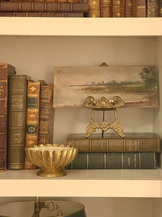 French Riverbank Landscape Study on Board