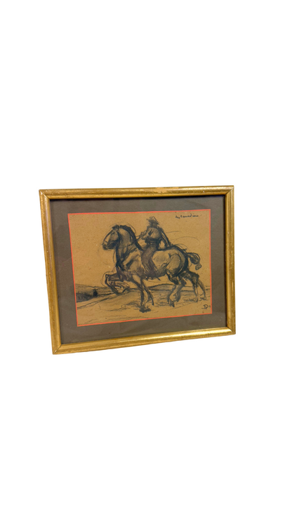 Vintage French Cowboy Charcoal