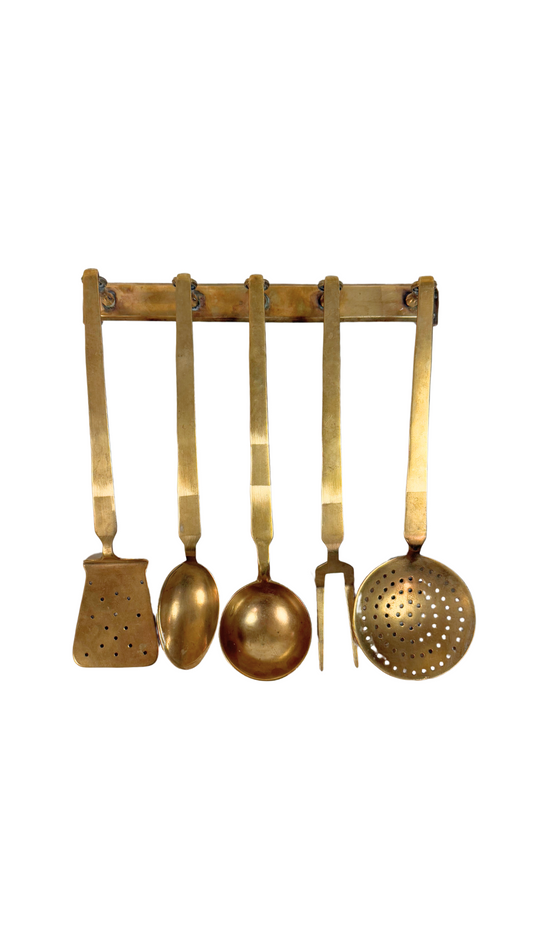 Brass Hanging Utensil Set