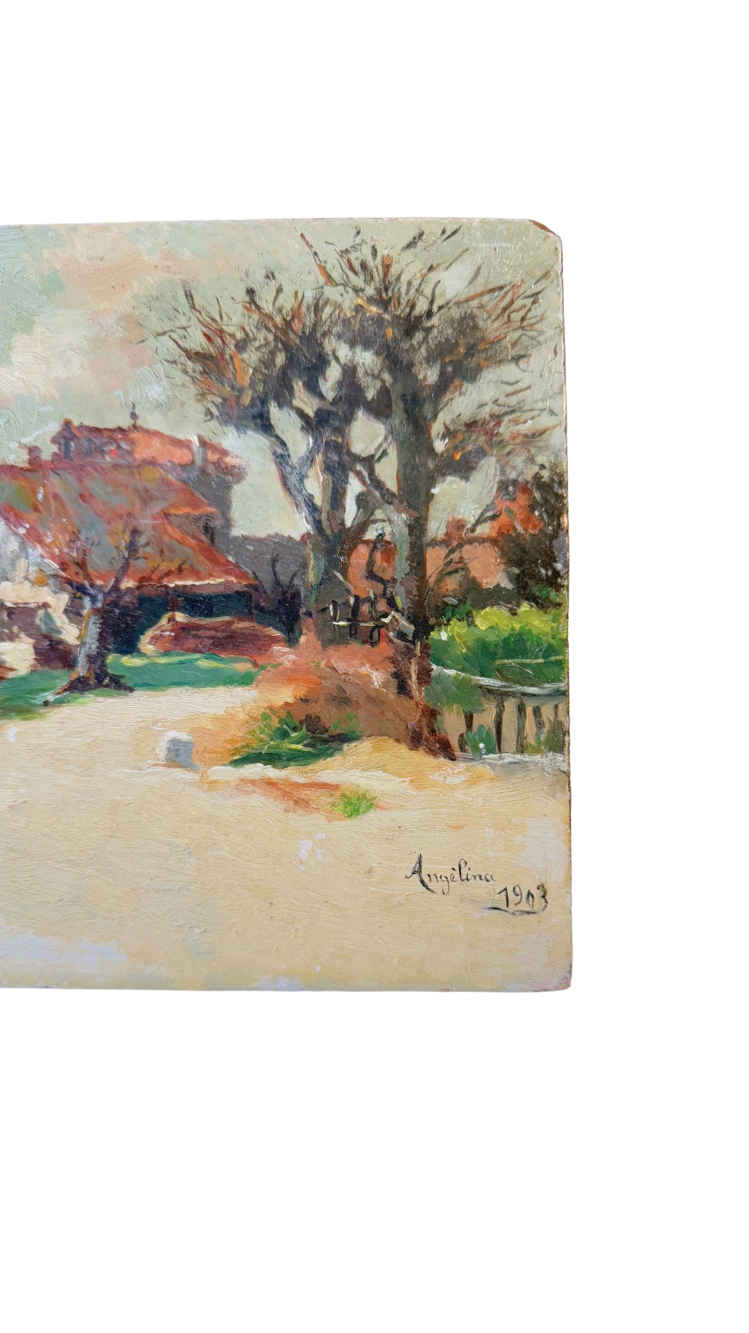 French Antique Town Scape Painting 1903