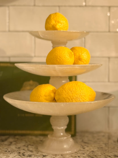French Alabaster Three-Tier Compote