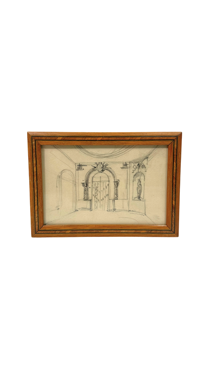 Architectural Pencil Drawing French Interior Study