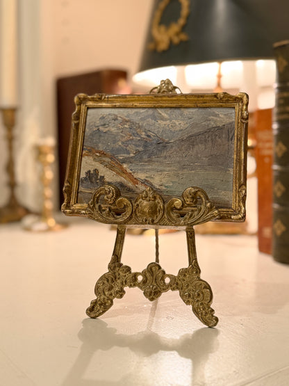 Petite Alpine Landscape Oil in Giltwood Frame