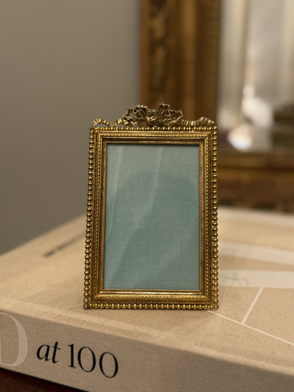 Antique French Gilt Frame with Ribbon Crest