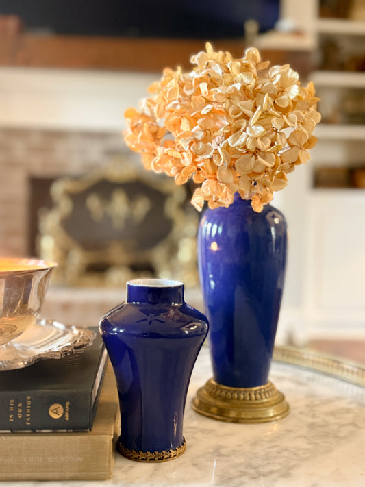 Cobalt Porcelain Vase with Ormolu Base