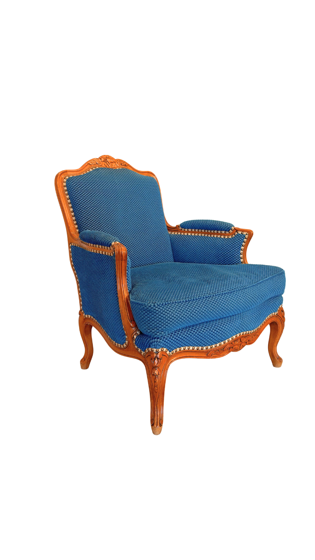 Pair of French Louis XV Style Upholstered Armchairs