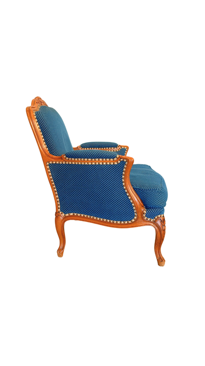 Pair of French Louis XV Style Upholstered Armchairs