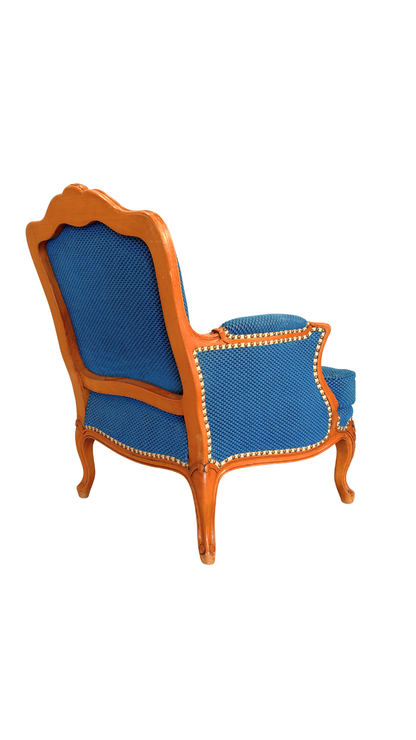Pair of French Louis XV Style Upholstered Armchairs