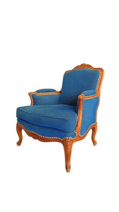 Pair of French Louis XV Style Upholstered Armchairs