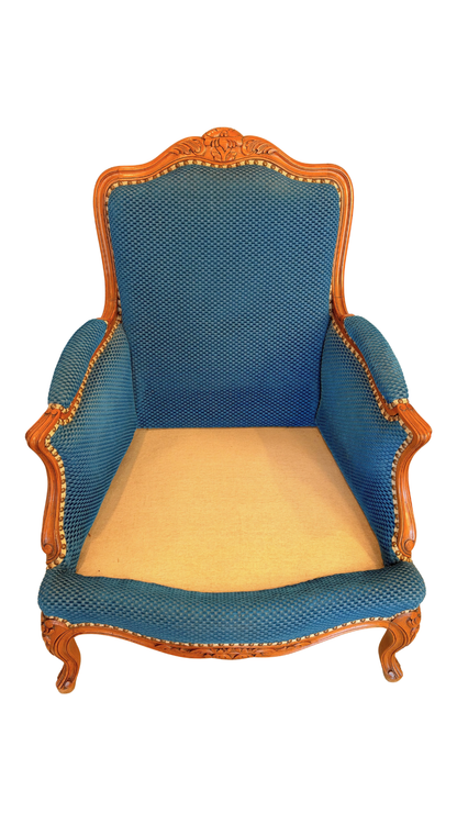 Pair of French Louis XV Style Upholstered Armchairs
