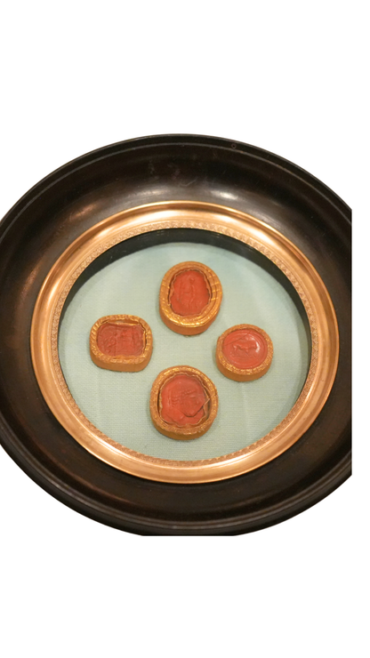 French Wax Seal Impressions in Antique Frame