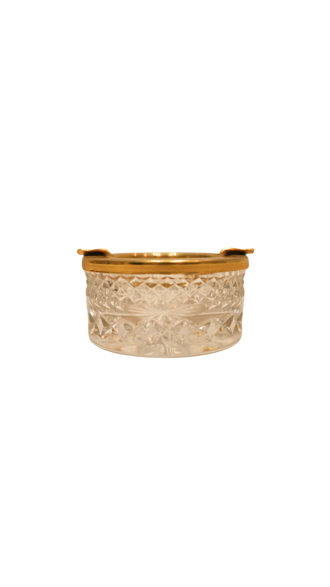 French Cut Crystal & Gilt Brass Ashtray