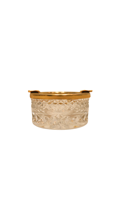 French Cut Crystal & Gilt Brass Ashtray