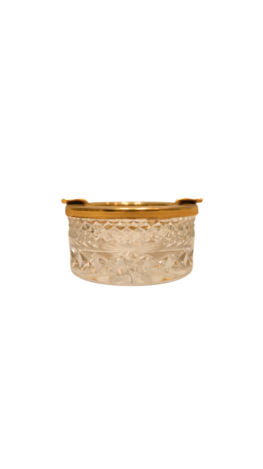 French Cut Crystal & Gilt Brass Ashtray