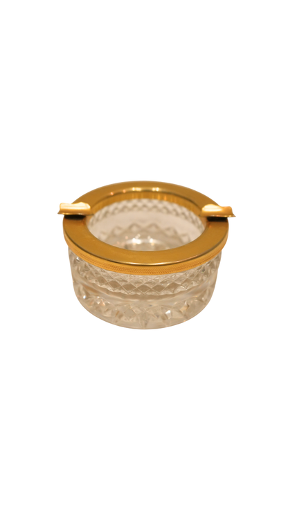 French Cut Crystal & Gilt Brass Ashtray