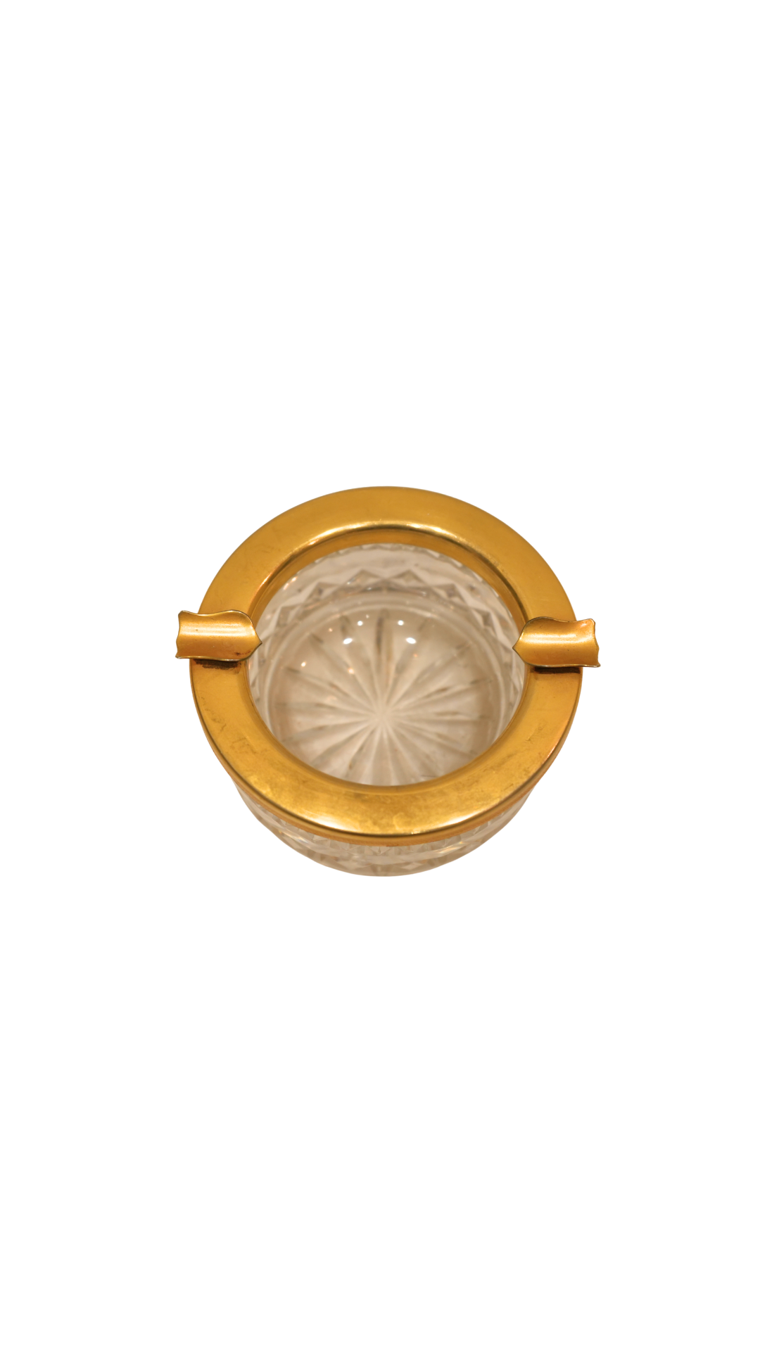 French Cut Crystal & Gilt Brass Ashtray