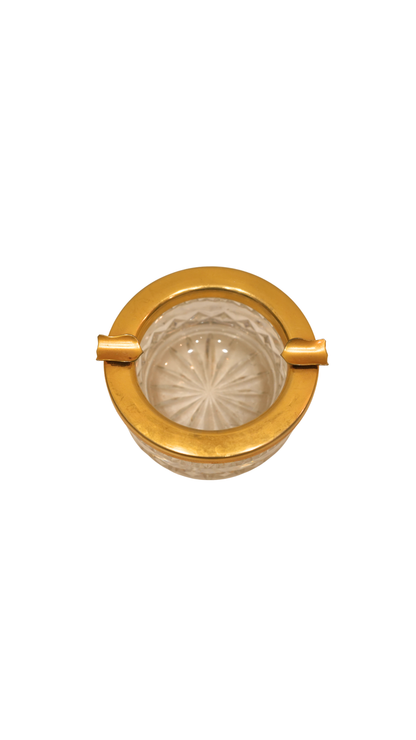 French Cut Crystal & Gilt Brass Ashtray