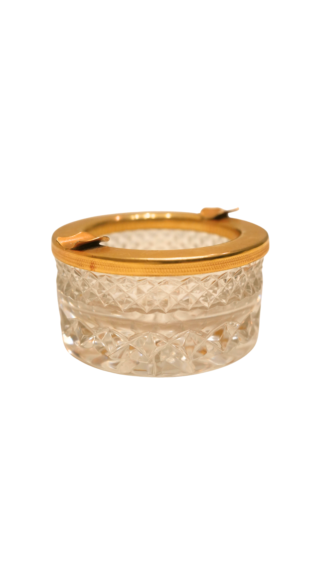 French Cut Crystal & Gilt Brass Ashtray