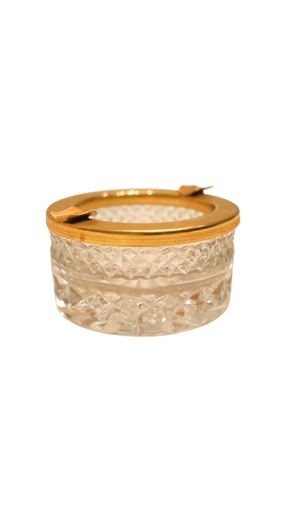 French Cut Crystal & Gilt Brass Ashtray