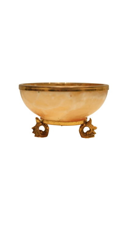 Vintage French Onyx & Brass Footed Bowl