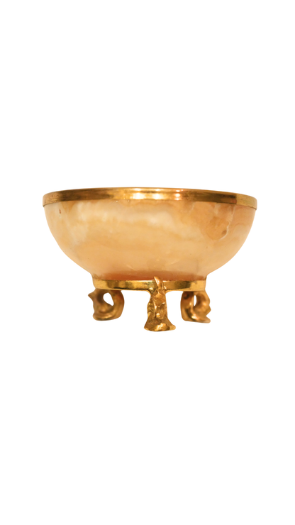 Vintage French Onyx & Brass Footed Bowl