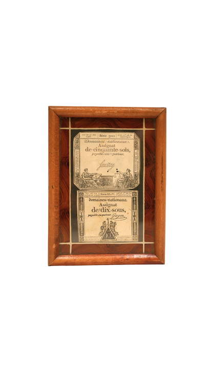 Antique French Framed Assignat Currency Notes, c. 1790s