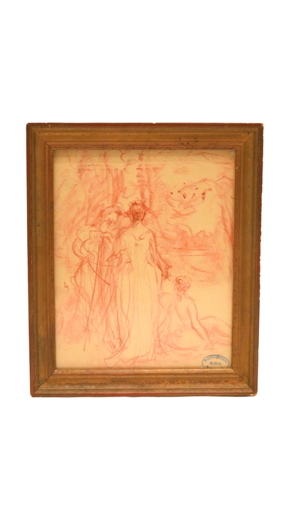 Numa François Gillet Antique French Sanguine Figure Study