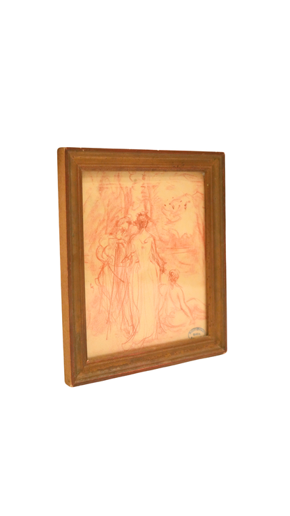 Numa François Gillet Antique French Sanguine Figure Study