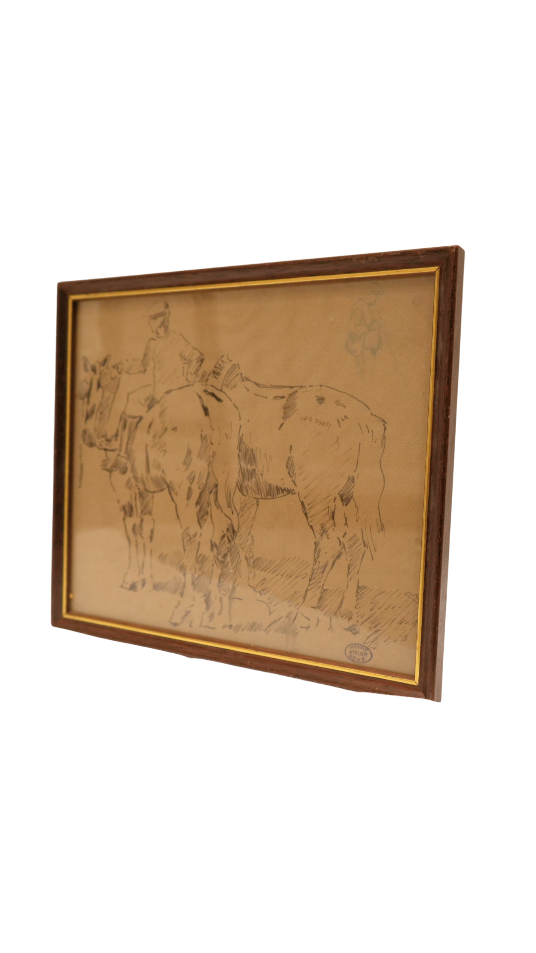 Henry Sené French Ink Study of Horses