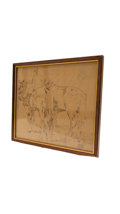 Henry Sené French Ink Study of Horses