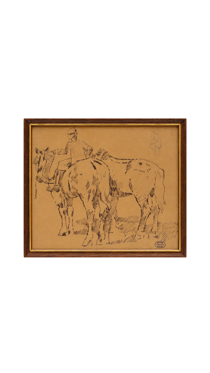 Henry Sené French Ink Study of Horses