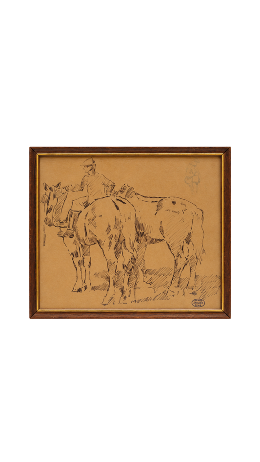 Henry Sené French Ink Study of Horses