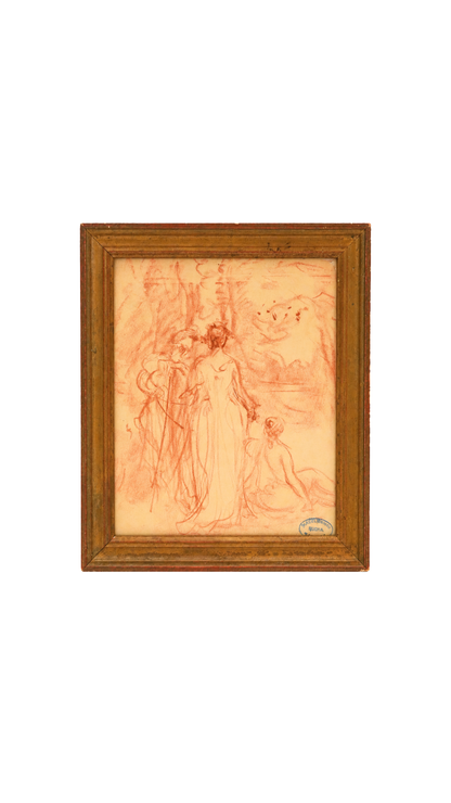 Numa François Gillet Antique French Sanguine Figure Study