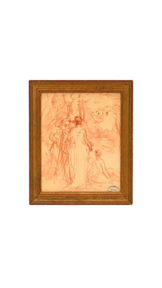 Numa François Gillet Antique French Sanguine Figure Study
