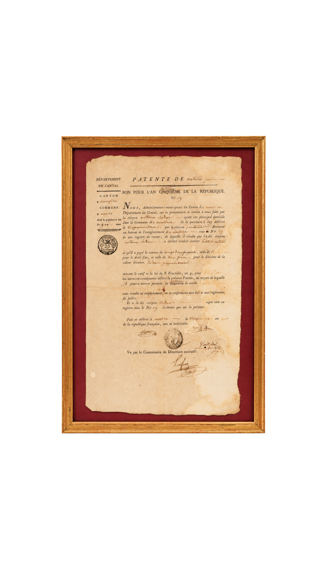 Late 18th-Century French Revolutionary Notary Patent Document