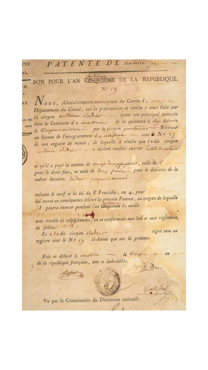 Late 18th-Century French Revolutionary Notary Patent Document
