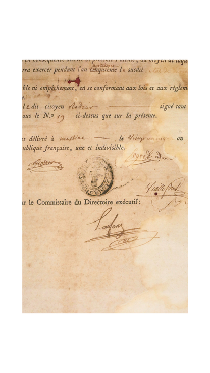 Late 18th-Century French Revolutionary Notary Patent Document